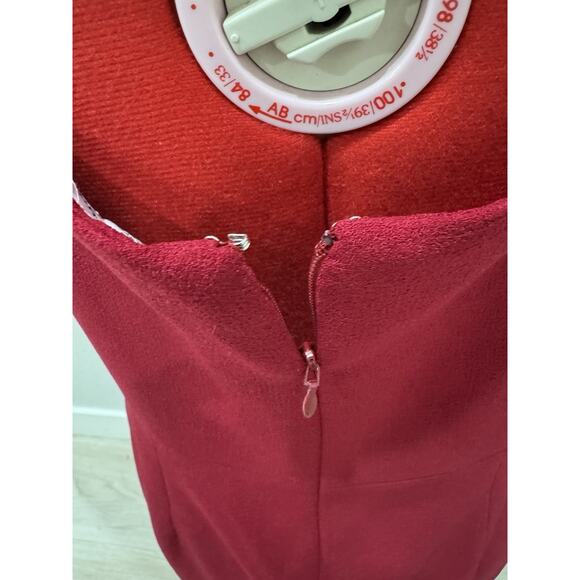 Dress The Population Eve Sweetheart Twist Front Cocktail Midi Sheath Dress Red - Picture 6 of 8